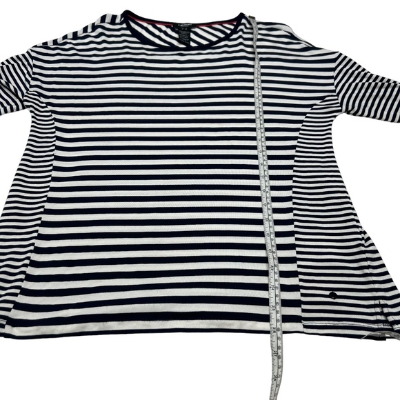 Olsen Europe Navy/White Stripe Round Neck T-shirt Top Size M - Picture 9 of 12